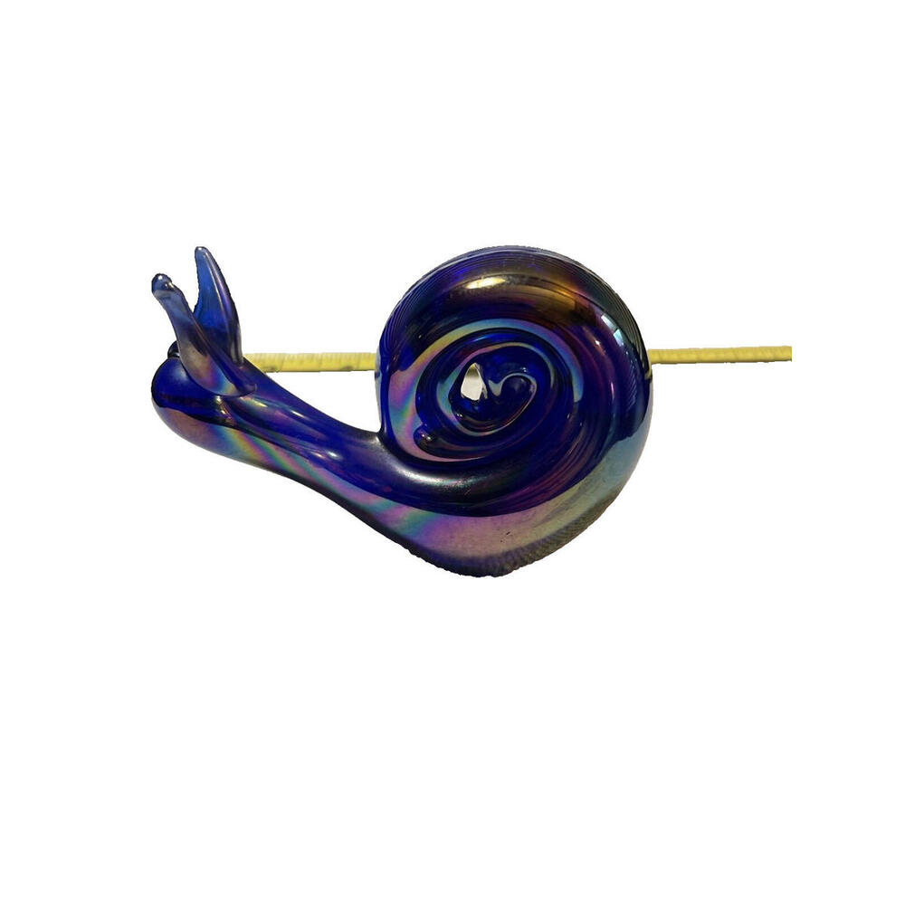Vintage Blue Carnival Glass Snail Figurine  VTG